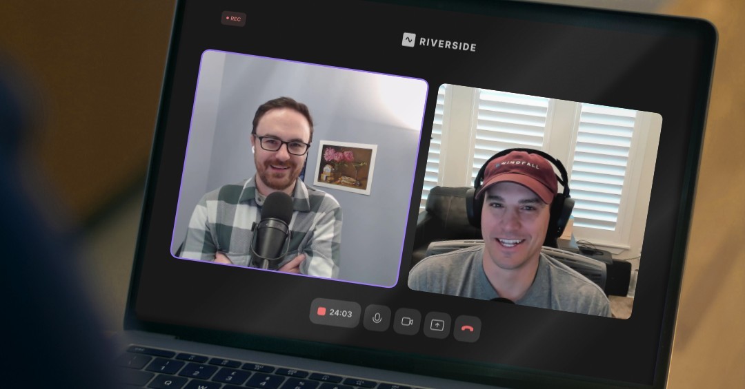 Rick Lindquist recording Startup to Last podcast via Riverside
